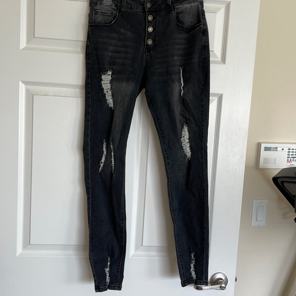 Distressed Black Jeans